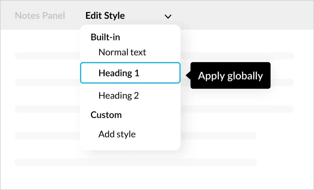 Global notes formatting