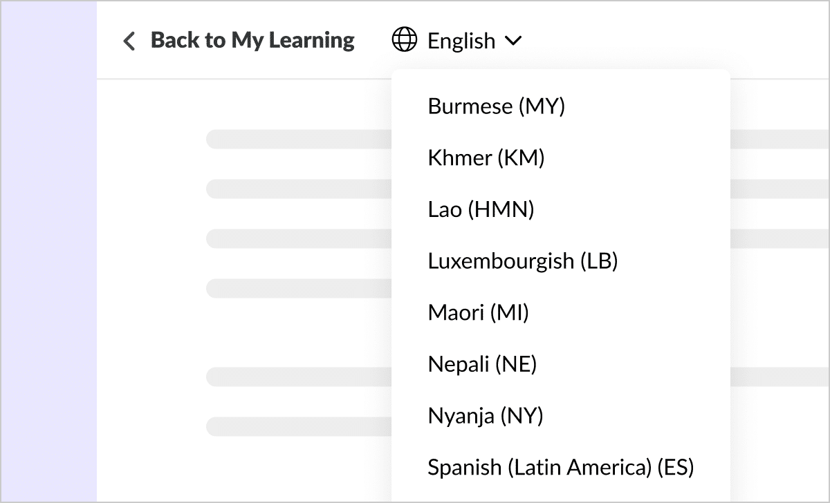 Illustration showcasing 8 of the 10+ new languages, including Burmese, Khmer, Lao, Luxembourgish, Maori, Nepali, Nyanja and Latin American Spanish.
