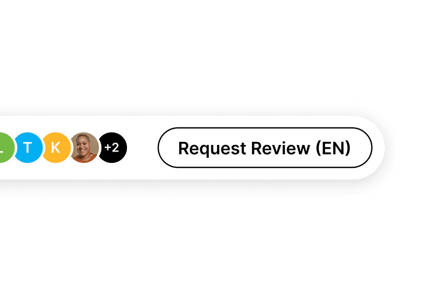 Review interface showing that you can tag team members and click Request Review to streamline approvals.