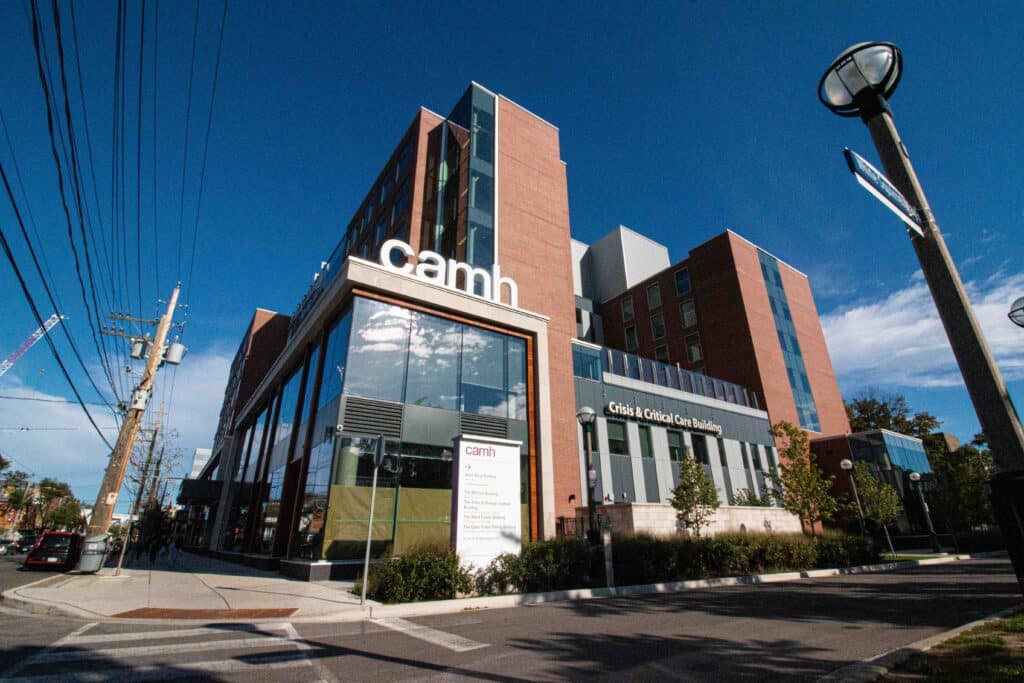 Exterior shot of the Centre for Addiction and Mental Heatlh building 