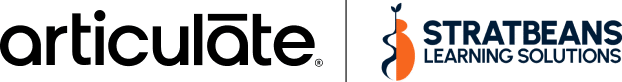 Articulate and Stratbeans Learning Solutions partner logos shown side by side.