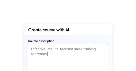 Articulate 360 interface showing that you can generate courses by entering the course description.