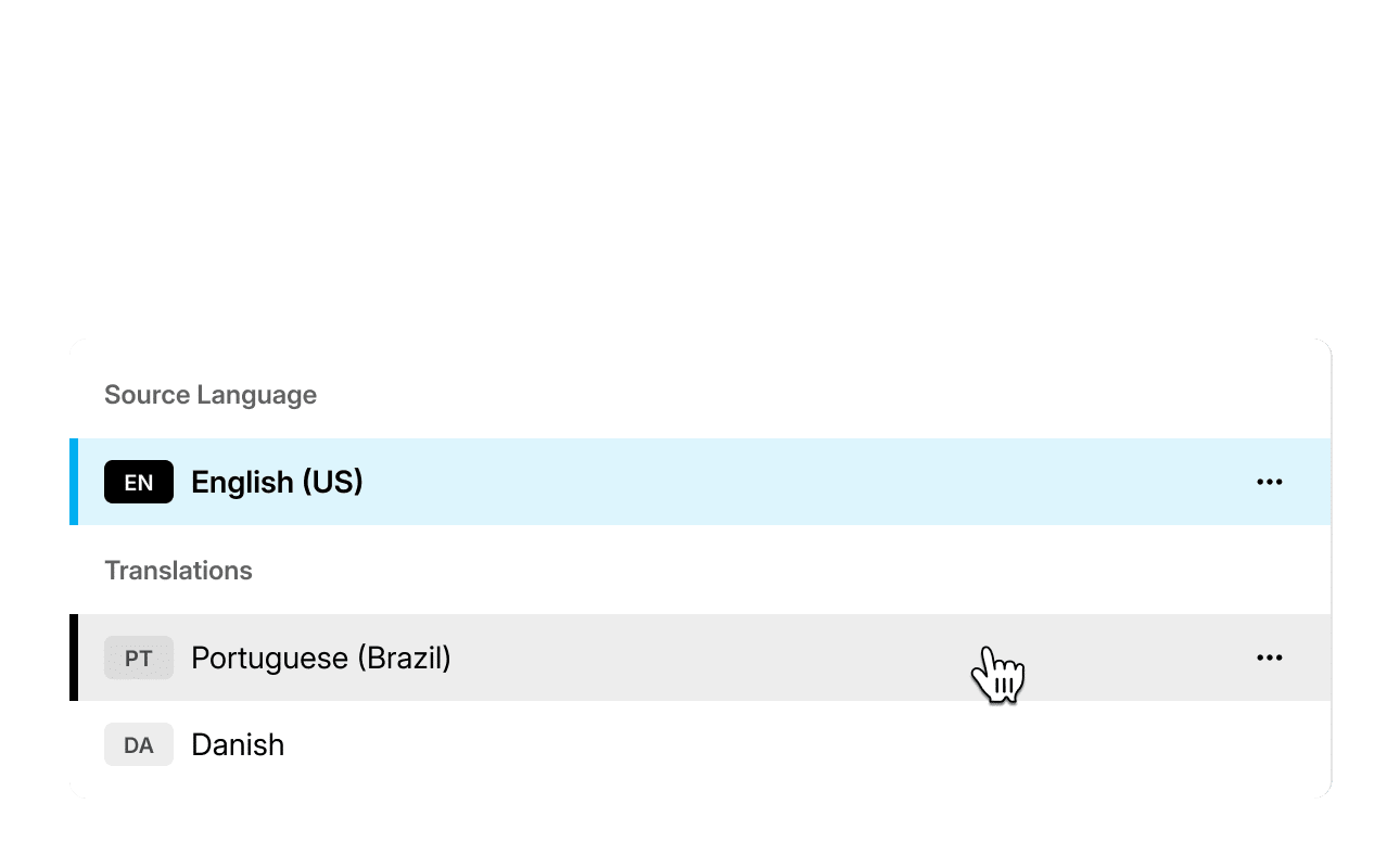 Articulate 360 interface showing that an English course is also available in Brazilian Portuguese and Danish.