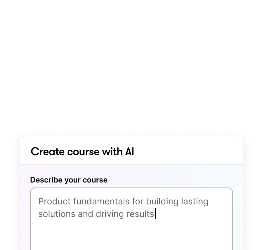 Articulate 360 interface showing the ability to generate a course based on a prompt.