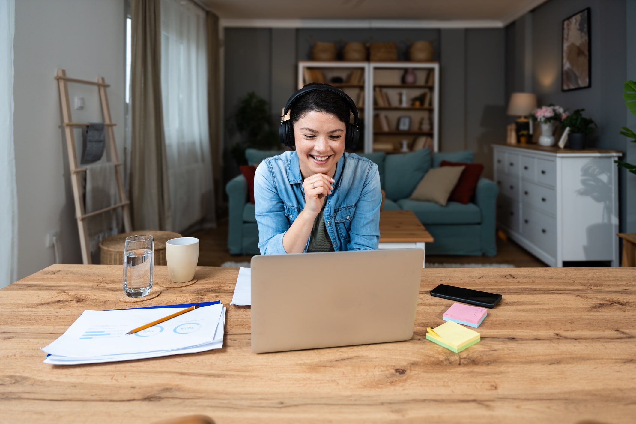 Young person attending an online class