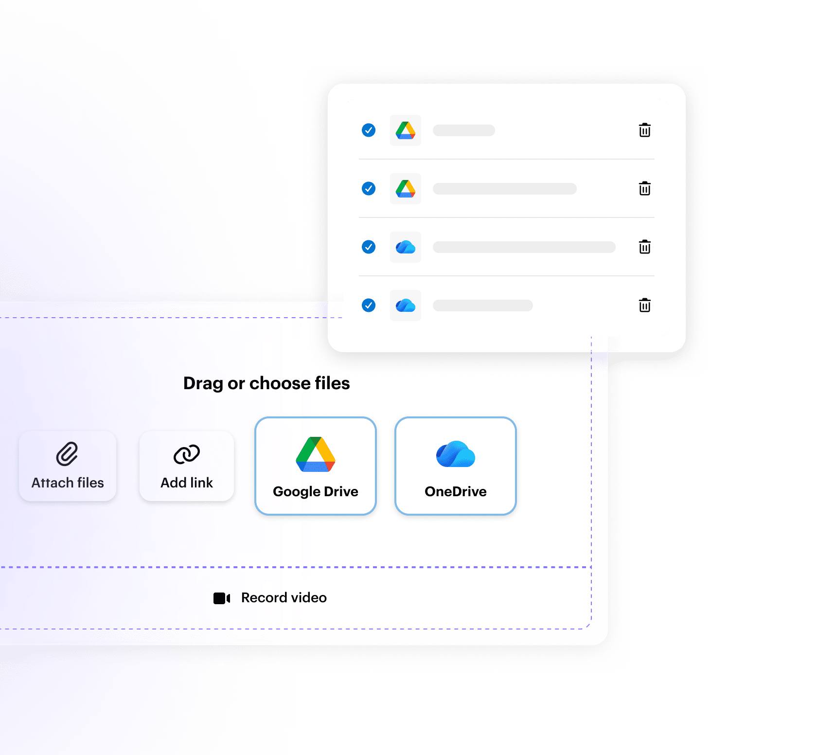 Articulate 360 interface showing the ability to import documents directly from Google Drive and OneDrive.
